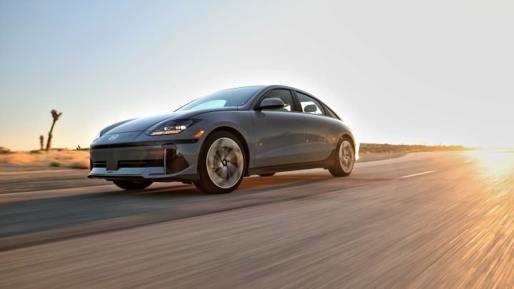 The 2024 Ioniq 6 is among multiple Hyundai models eligible for the free NACS adapters from the automaker. - Hyundai