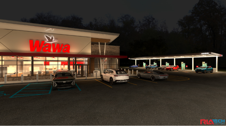 An IONNA EV charging station opened at a Daytona Beach, Fla. Wawa location this month in what the joint venture says is the first of many in the U.S. - RLA Technologies